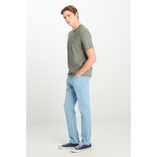 Regular Fit Normal Kesim Bisiklet Yaka Pamuklu Haki Tişört