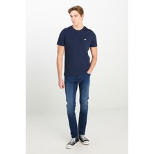Luke Slim Fit Dar Kesim Normal Bel Dar Paça Pamuklu Esnek Mavi Jean Denim Pantolon