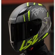 Ls2 Rapıd 2 Raven Neon Sarı Kapalı Motosiklet Kaskı Siyah Camlı