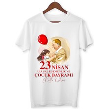 Alpşan Ticaret 23 Nisan Atatürk Baskılı Tişört Çocuk Yetişkint-Shirt