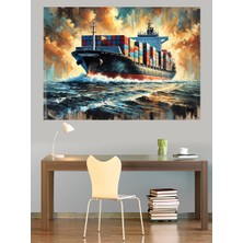 Yük Taşıyan Gemi Dekoratif Kanvas - Mdf Ahşap Tablo