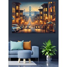 Köprü ve Sokak Lambaları Dekoratif Kanvas - Mdf Ahşap Tablo