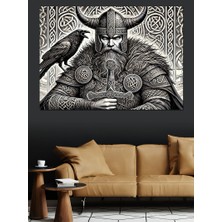 Viking Savaşçı Portresi Dekoratif Kanvas - Mdf Ahşap Tablo