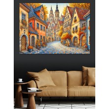 Renkli Eski Şehir Dekoratif Kanvas - Mdf Ahşap Tablo