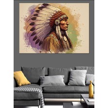 Kızılderili Rehber Ruh Dekoratif Kanvas - Mdf Ahşap Tablo