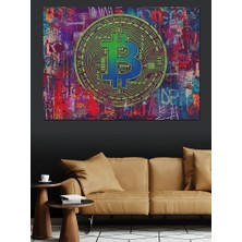 Dijital Bitcoin Sanatı Dekoratif Kanvas - Mdf Ahşap Tablo