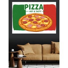 Pizza Lezzet Posteri Dekoratif Kanvas - Mdf Ahşap Tablo