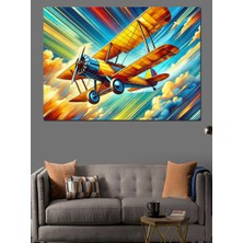 Renkli Uçak Patlaması Dekoratif Kanvas - Mdf Ahşap Tablo
