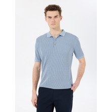 Fabrika Comfort Polo Yaka Regular Fit Jakarlı Mavi Erkek Kazak FC5SM-KZK 2047