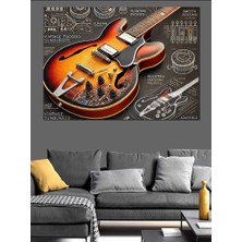 Elektro Gitar Şeması Dekoratif Kanvas - Mdf Ahşap Tablo
