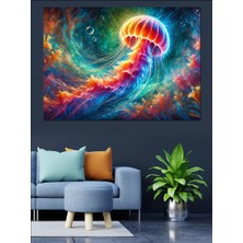 Parlayan Denizanası Sanatı Dekoratif Kanvas - Mdf Ahşap Tablo