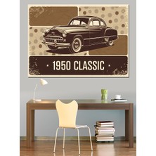 1950 Model Klasik Araba Dekoratif Kanvas - Mdf Ahşap Tablo