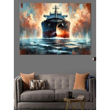 Okyanus Içinde Gemi Dekoratif Kanvas - Mdf Ahşap Tablo