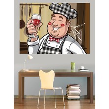 Şarap Tadımı Yapan Şef Dekoratif Kanvas - Mdf Ahşap Tablo