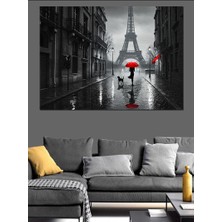 Paris Sokaklarında Yağmur Dekoratif Kanvas - Mdf Ahşap Tablo