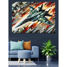 Soyut Hızlı Savaş Uçağı Dekoratif Kanvas - Mdf Ahşap Tablo
