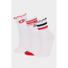 DeFacto Kız Çocuk 3'lü Pamuklu Uzun Çorap E6280A8NS