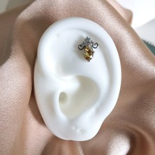 Bylin Cerrahi Çelik Renkli Taşlı Piercing - Flat, Helix, Lobe, Tragus- Bar Uzunluğu 6 mm - 1 Adet