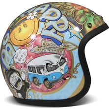 Jet Retro Woodstock Açık Motosiklet Kaskı