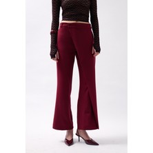 Anvelop Detay Asimetrik Bordo Pantolon