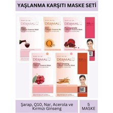 Dermal  Şarap Q10 Nar Acerola ve Kırmızı Ginseng Özlü Maske Seti 23GR x 5ADET