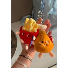 Miamantra 2'li Set Patates Kızartması ve Tavuk But Şeklinde Eğlenceli Peluş Anahtarlık /2 Adet Çanta Süsü Set
