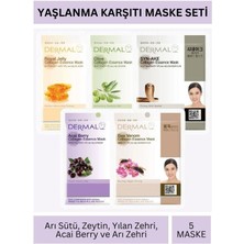 Dermal  Arı Sütü Zeytin Yılan Zehri Acai Berry ve Arı Zehri Özlü Maske Seti 23GR x 5ADET