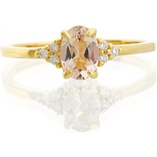 Morganite Oval Tektaş Pırlanta Yüzük