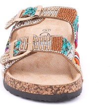 Guja 25Y102-2 Kadın Mantar Taban Taşlı Çift Tokalı Comfort Terlik Camel