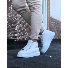 Lisinya Beyaz Bağcıklı Sneakers  Yarım Bilek Bot
