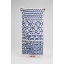 100% Pamuk Boho Summer Mavi Ethnic Tasarım Plaj Havlusu - Havuz Havlusu - 80X160CM