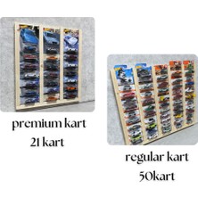 Premium Kart Rafı Hot Wheels , Matchbox Uyumlu Kart Koleksiyoner Doğal Ahşap Sergileme Vitrini