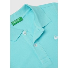 United Colors Of Benetton Erkek Çocuk Su Yeşili Logolu Pike Polo T-Shirt