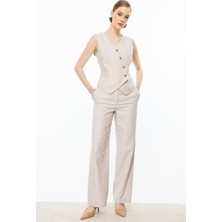 Ekol Boru Paça Yandan Cepli Pantolon Bej 04080