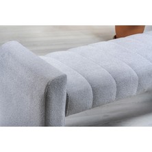 Lienz Puf Kırık Beyaz Lüks Çizgi Detay Bench