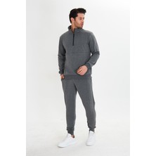 Marco Ferry Yarım Fermuarlı Pamuklu Erkek Eşofman Takımı Antrasit 5709-A