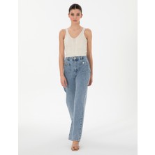 Pierre Cardin Kadın Açık Mavi High Waist Flare Fit Jean Pantolon 50301288-VR095