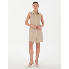 Pierre Cardin Kadın Bej Regular Fit Dokuma Elbise 50305999-VR011