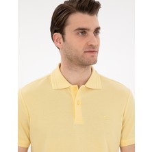 Pierre Cardin Erkek Açık Sarı Slim Fit %100 Pamuk Polo Yaka Basic Tişört 50306448-VR004