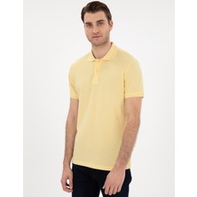 Pierre Cardin Erkek Açık Sarı Slim Fit %100 Pamuk Polo Yaka Basic Tişört 50306448-VR004