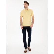 Pierre Cardin Erkek Açık Sarı Slim Fit %100 Pamuk Polo Yaka Basic Tişört 50306448-VR004