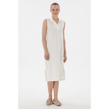 U.S. Polo Assn. Kadın Krem Polo Yaka Midi Boy Örme Elbise 50300674-VR071