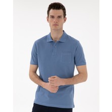 Pierre Cardin Erkek Mavi Regular Fit Kıvrılmaz Polo Yaka Basic Tişört 50302538-VR036