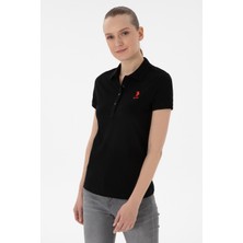 U.S. Polo Assn. Kadın Siyah Basic Polo Yaka Tişört 50300896-VR046