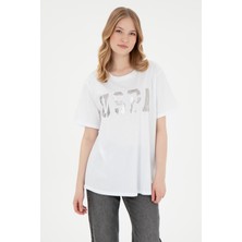 U.S. Polo Assn. Kadın Beyaz Bisiklet Yaka Basic Tişört 50300850-VR013