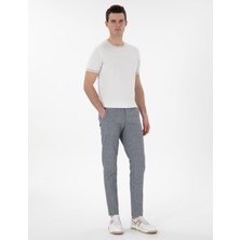 Pierre Cardin Erkek Lacivert Slim Fit Keten Karışımlı Çizgili Kanvas Pantolon 50301778-VR033