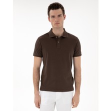 Pierre Cardin Erkek Kahverengi Slim Fit Kıvrılmaz Polo Yaka Basic Tişört 50302561-VR029