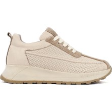 Kadın Vizon Bağcıklı Kalın Tabanlı Süet Deri Sneaker