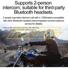 2 Adet Q08 2x 1000M Telsiz Mesafeli Özellikli 2 Kişi Bağlantılı Bluetooth Kask Kulaklık Ekranlı Fenerli Mü