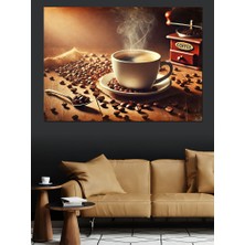 Kahve ve Müzik Keyfi Dekoratif Kanvas - Mdf Ahşap Tablo